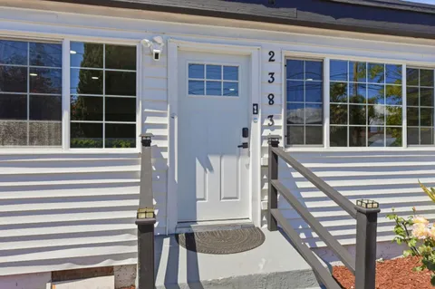 a front view of a house with a window