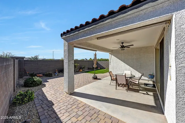 a view of a porch with furniture
