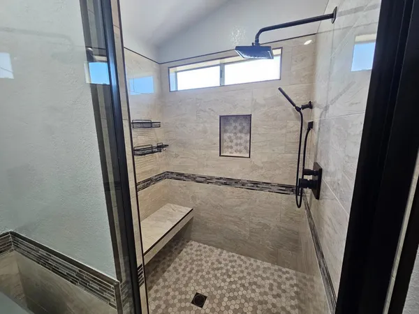 a bathroom with a shower