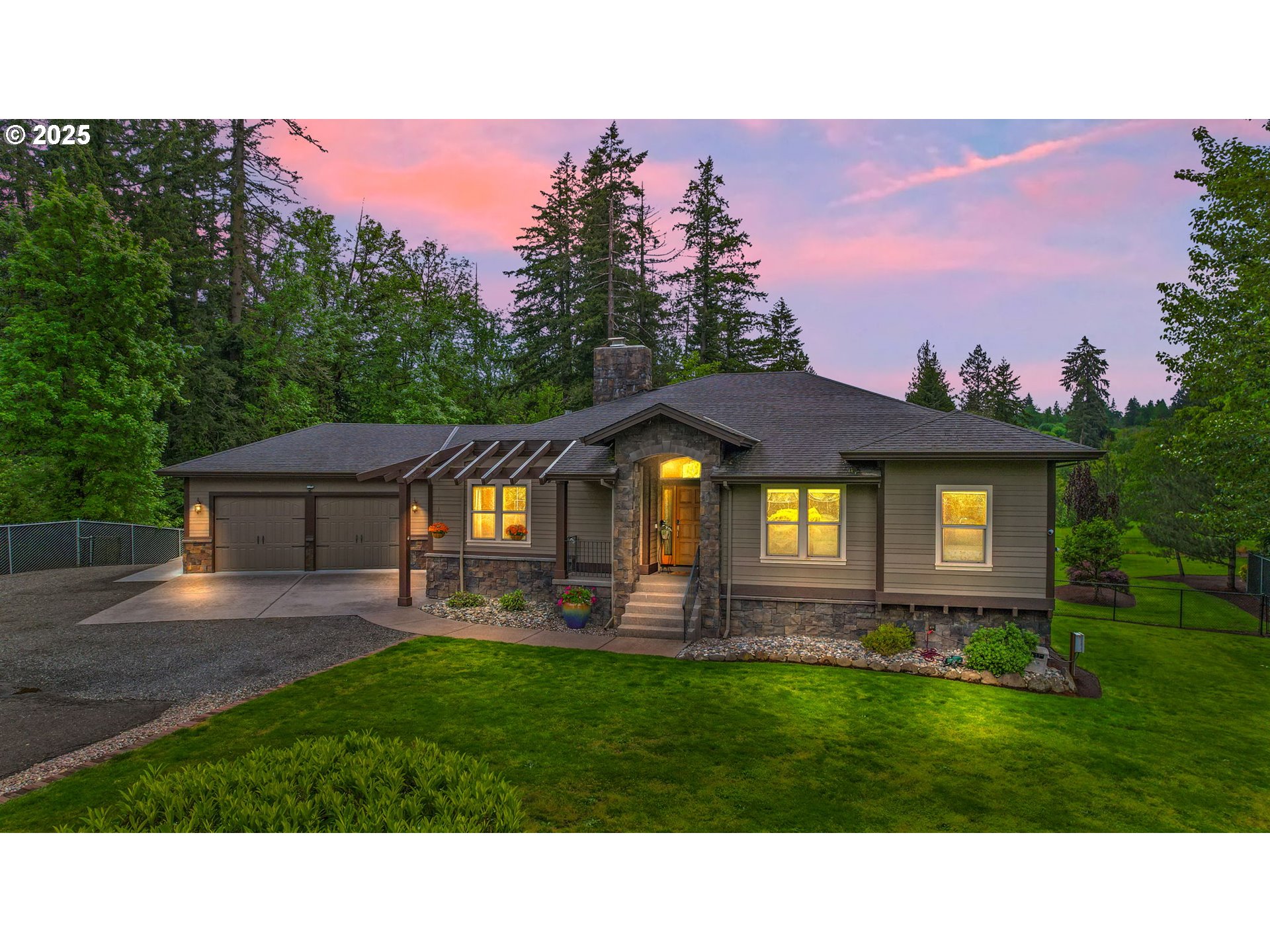 a back yard of the house with a garden