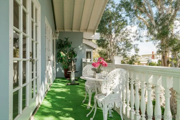 a view of porch with seating space
