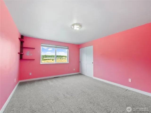 an empty room with painted walls