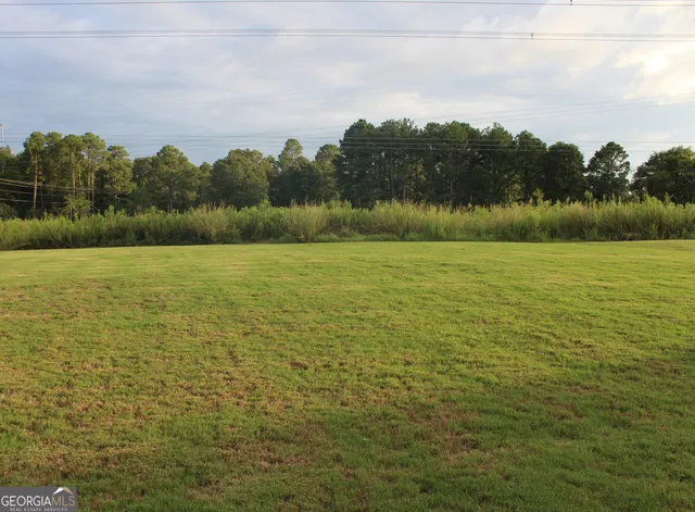 a view of a lake with houses in the back