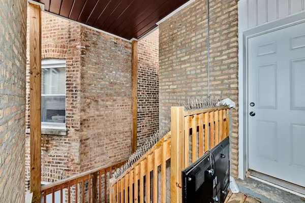 a view of balcony with stairs