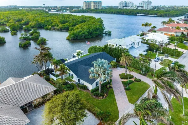 a view of a lake with houses