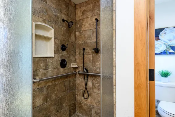 a bathroom with a shower