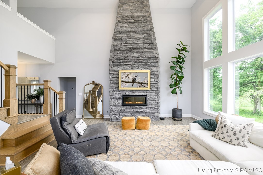 9430 Cooks Mill Road Georgetown, IN 47122 - Photo 9 of 61 Floor to Ceiling Stone Fireplace