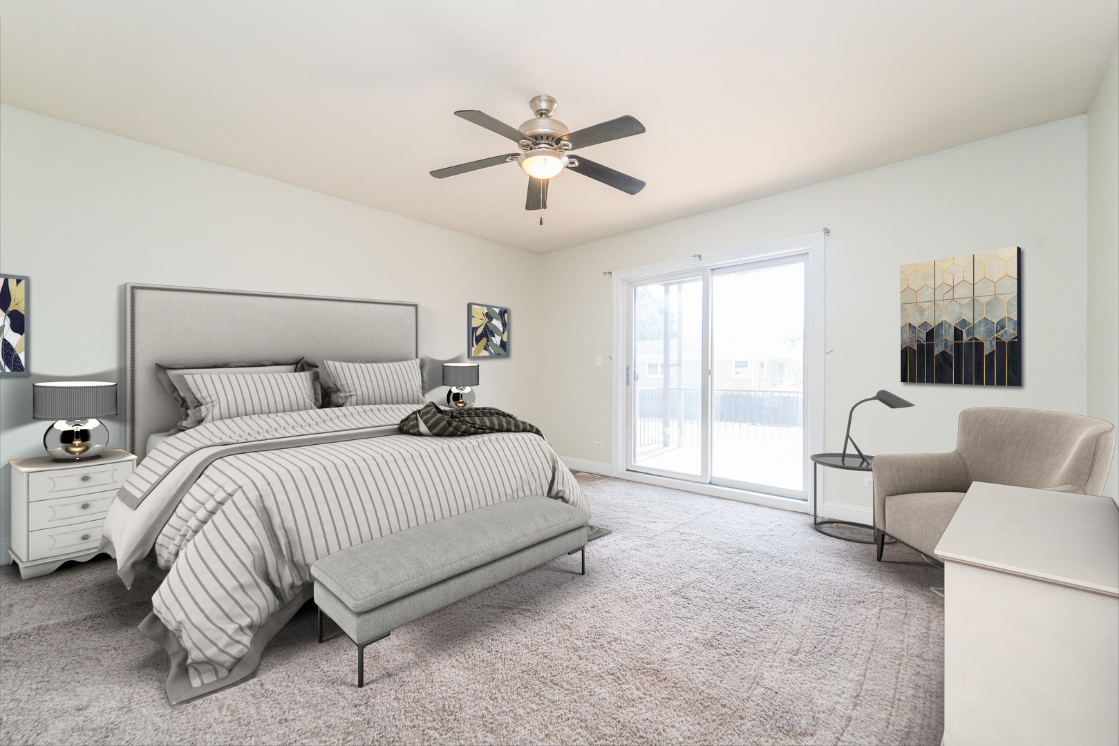 7509 West Irving Park Road, Unit 1 Chicago, IL 60634 - Photo 9 of 28 a bedroom with a bed and couch