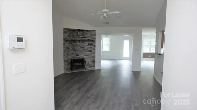a view of a livingroom with a fireplace