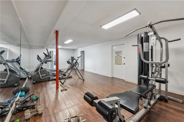 a view of a room with gym equipment