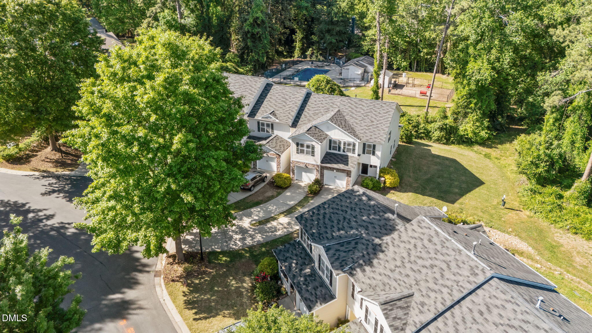 4724 Altha Street Raleigh, NC 27606 - Photo 39 of 43 an aerial view of a house with a yard basket ball court and outdoor seating