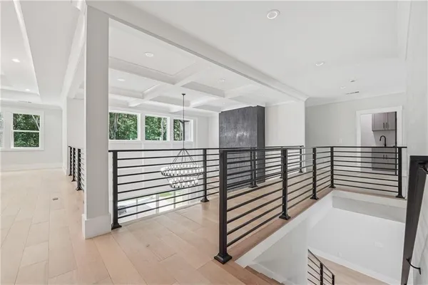 a view of a room with racks on the wall