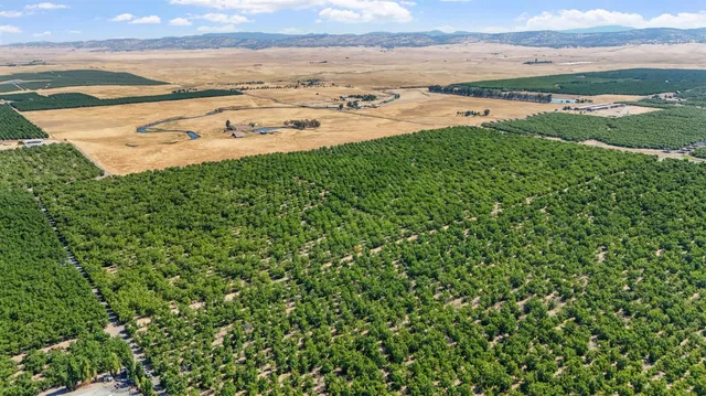 a view of a lake with a big yard