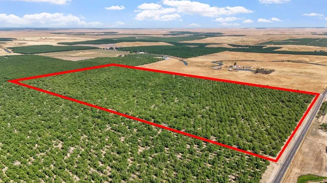 a view of a field with an outdoor space