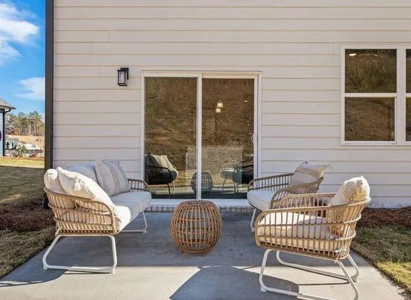 a outdoor living space with furniture