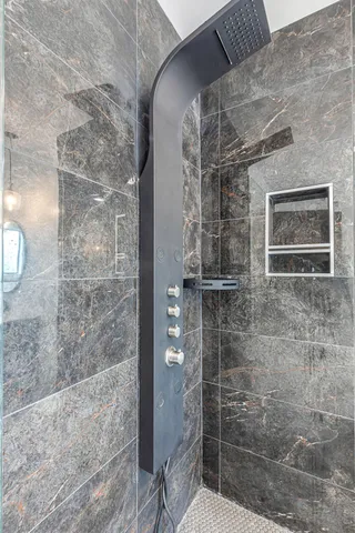 a bathroom with a shower