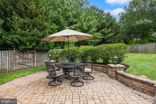 a view of backyard with seating space and trees