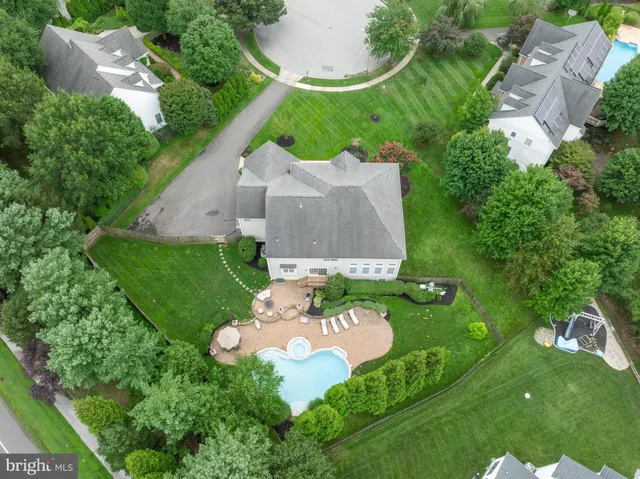 an aerial view of a house