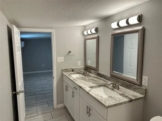a bathroom with a bathtub