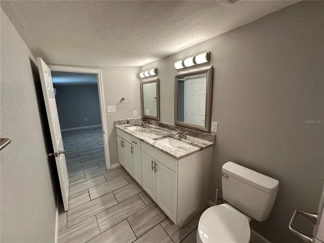 a bathroom with a bathtub