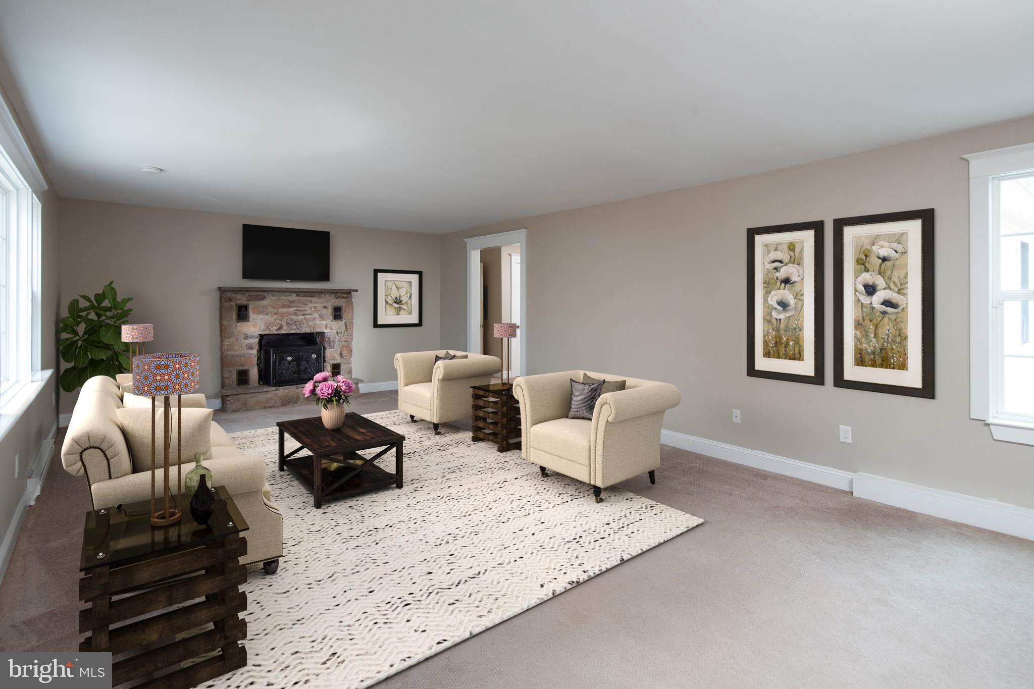 Living room virtually staged