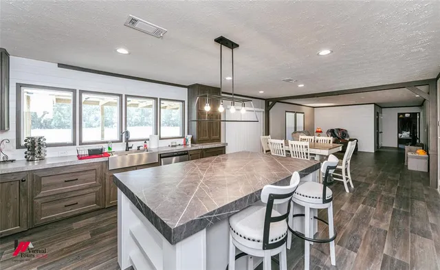 a room with counter space