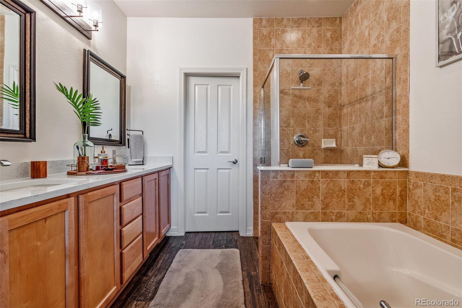 10162 RidgeGate Circle Lone Tree, CO 80124 - Photo 16 of 24 a bathroom with a tub sink and mirror
