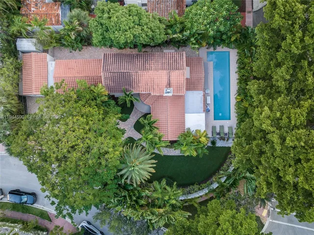 an aerial view of a house