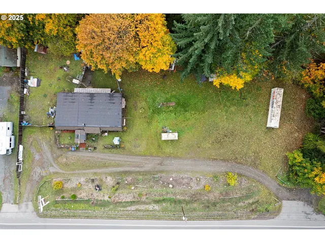 an aerial view of a house