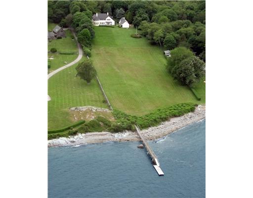 Jamestown Village Jamestown, RI 02835 - Photo 5 of 17 Aerial View. The aerial view shows the sweeping lawn, and dock with float.