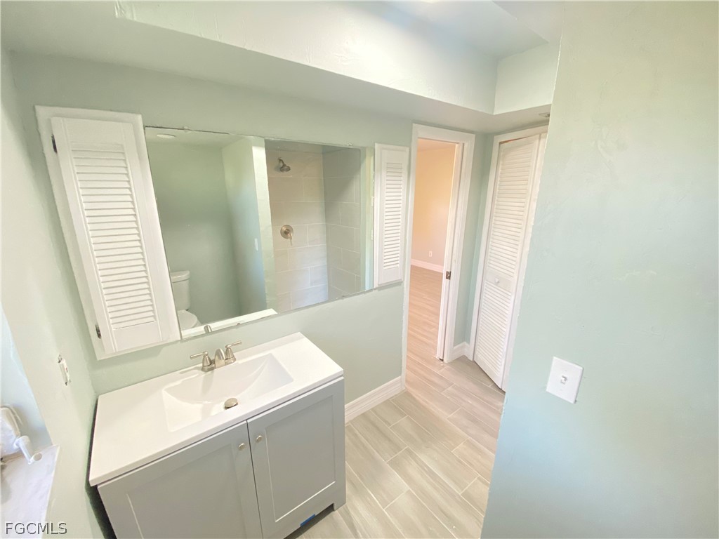 17890 Leetana Road North Fort Myers, FL 33917 - Photo 16 of 25 a bathroom with a sink a mirror and a shower