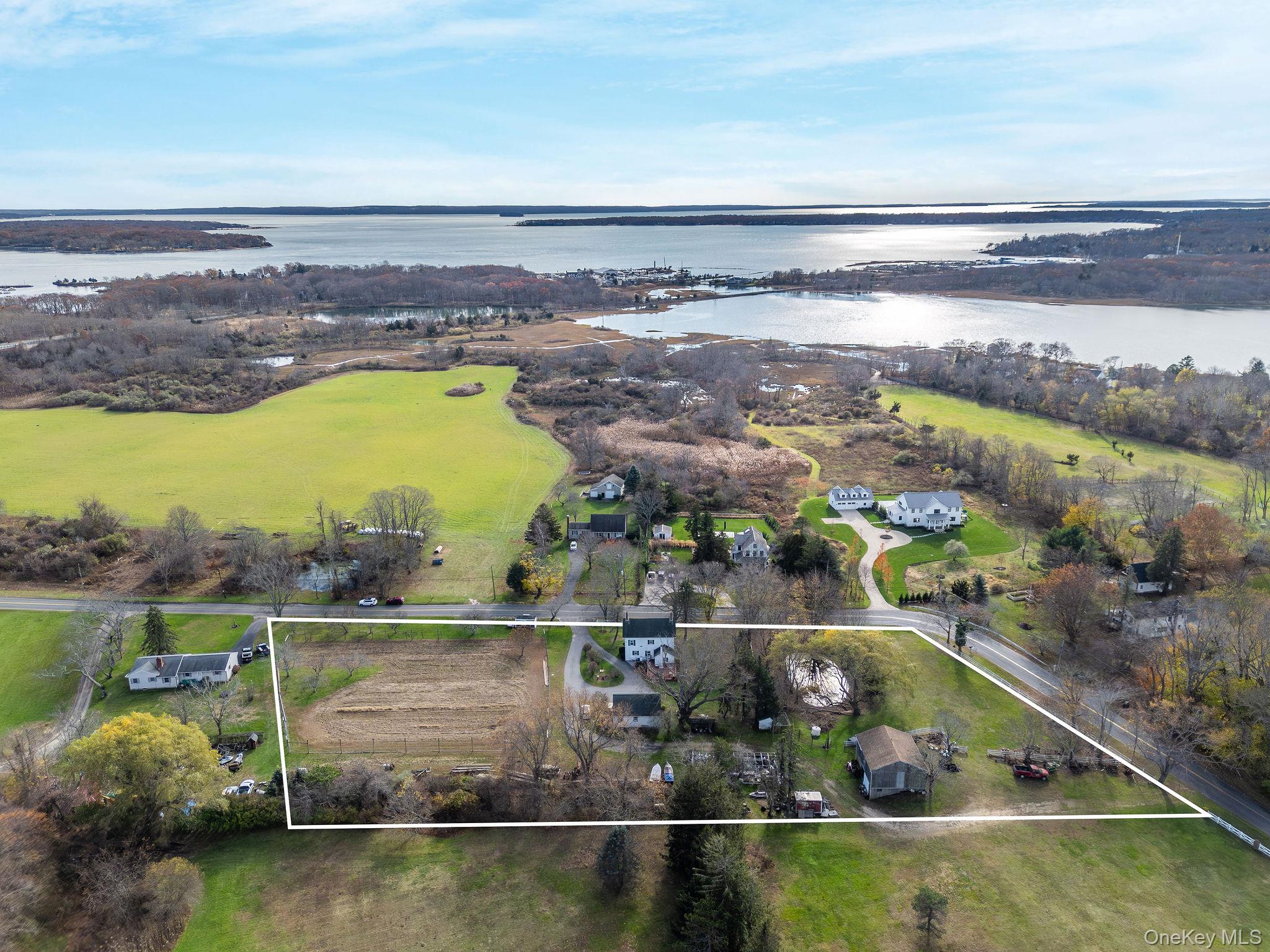 1760 Albertson Lane Greenport, NY 11944 - Photo 40 of 40 View of property location with property boundaries highlighted and a large body of water