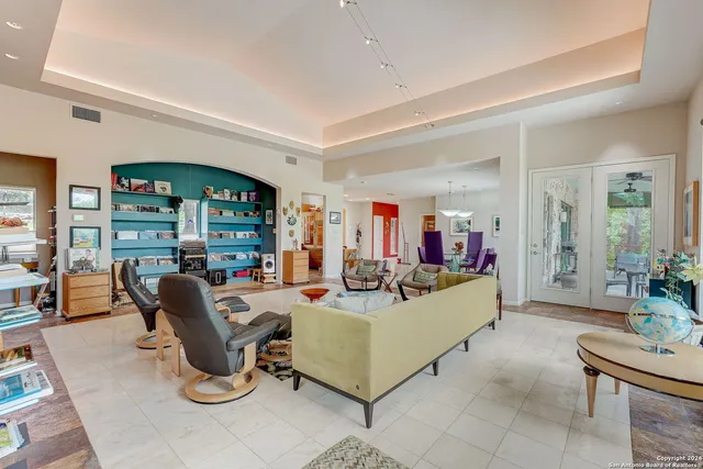 a living room with furniture