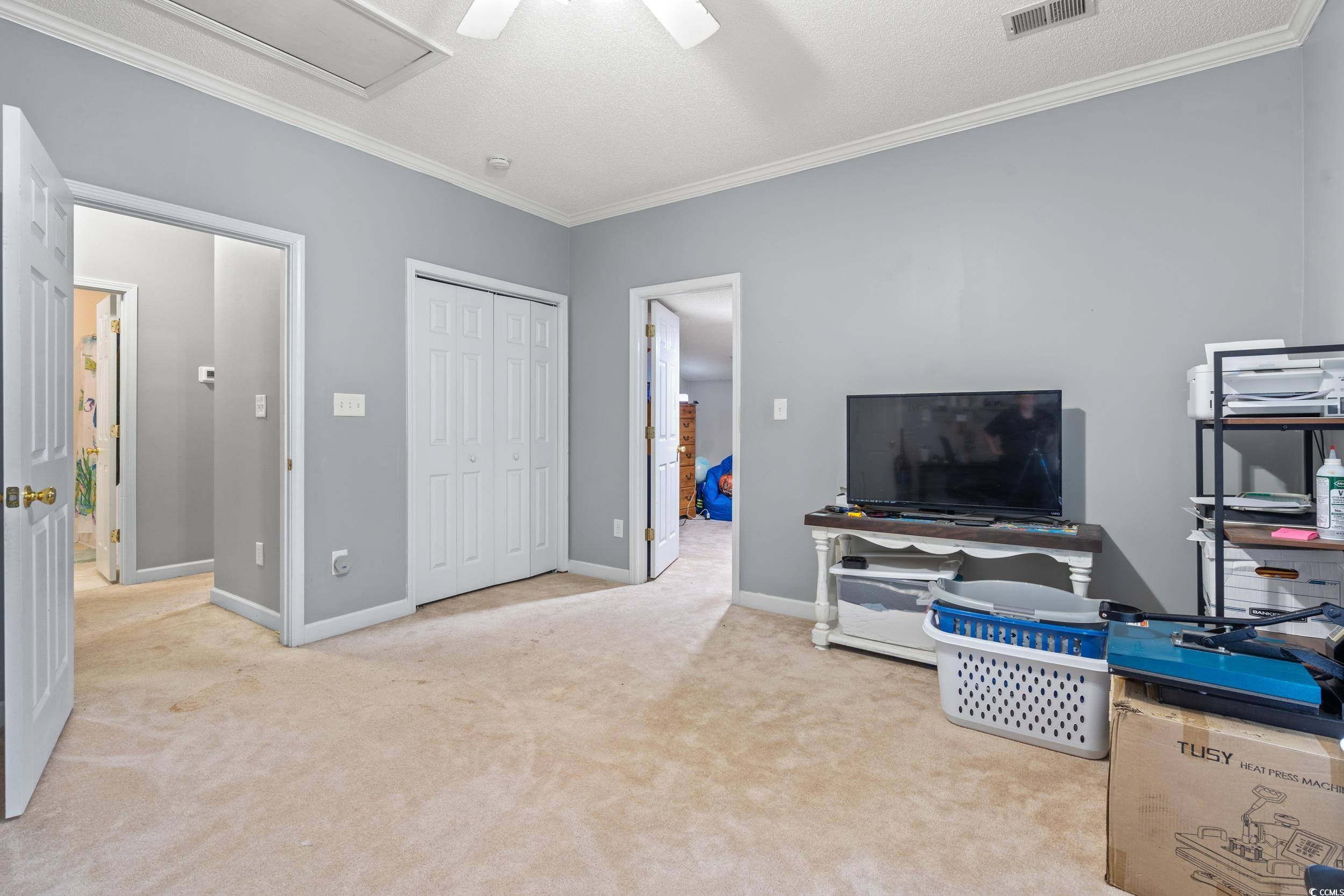 509 Shellbank Drive, Unit B Longs, SC 29568 - Photo 17 of 33 Living area featuring carpet and ornamental molding