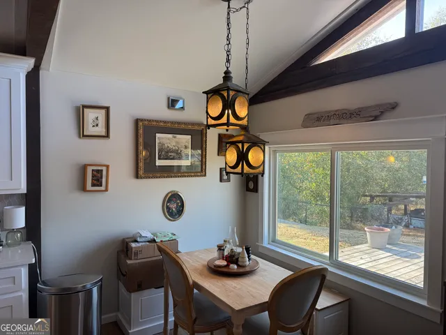 a table and chairs in a room