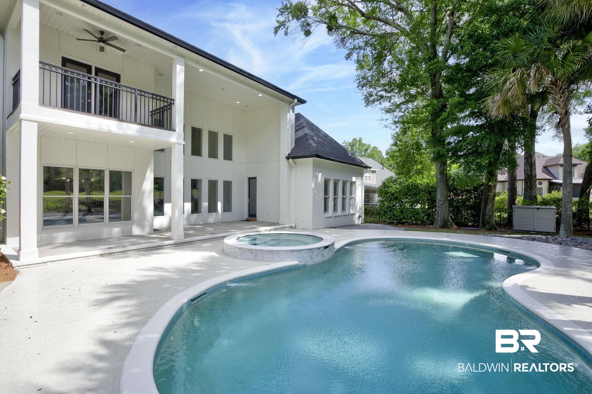 105 High Pines Ridge Fairhope, AL 36532 - Photo 89 of 97 View of pool with a patio area, ceiling fan, and a pool with connected hot tub