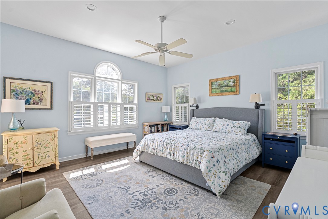935 Ring Farm Road White Stone, VA 22578 - Photo 25 of 52 Bedroom with a ceiling fan and dark wood finished