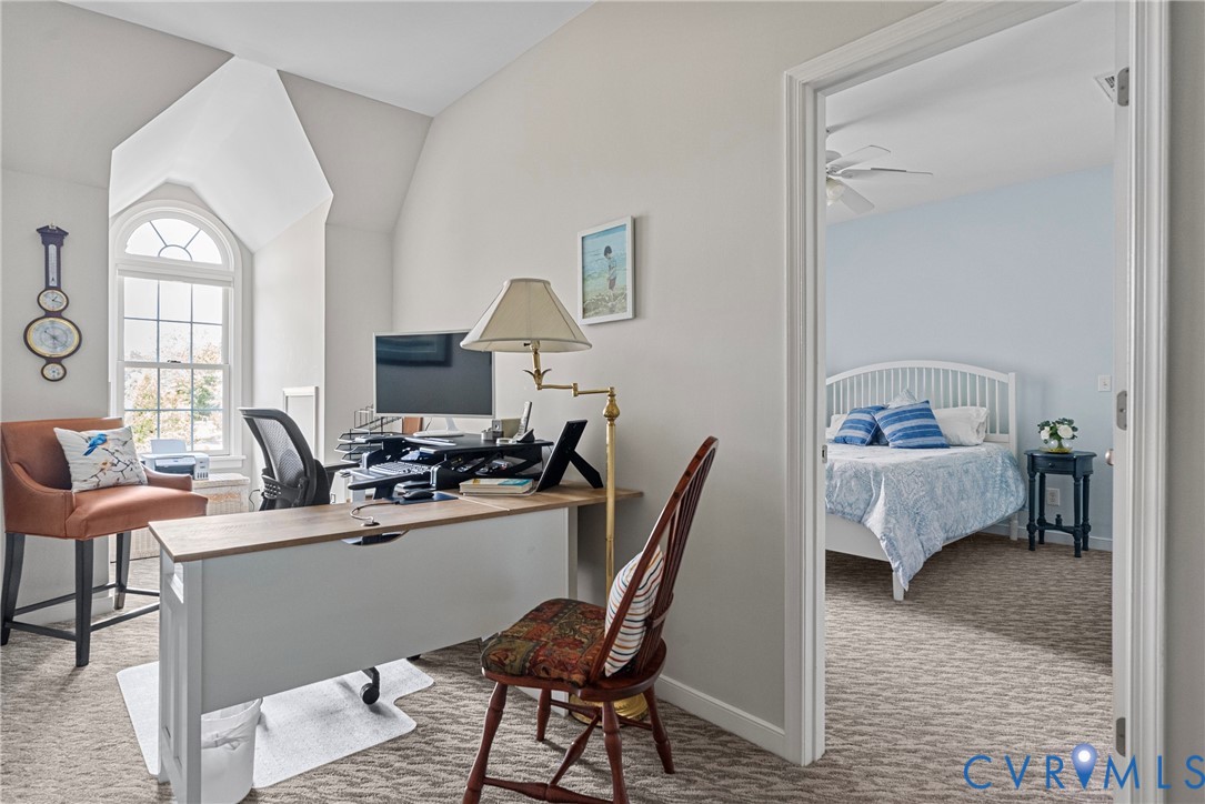 935 Ring Farm Road White Stone, VA 22578 - Photo 34 of 52 Office featuring light carpet, a ceiling fan, and