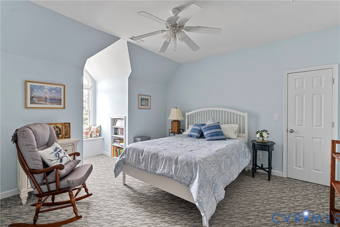 935 Ring Farm Road White Stone, VA 22578 - Photo 35 of 52 Carpeted bedroom with ceiling fan and lofted ceili