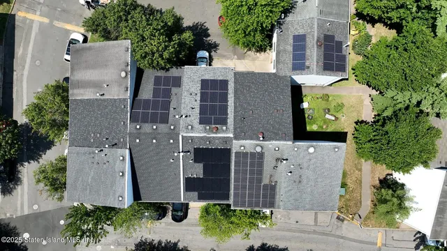 an aerial view of a house
