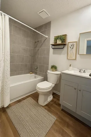 a bathroom with a toilet a sink a mirror and bathtub