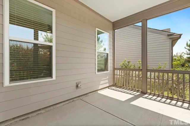 a view of a porch with a door