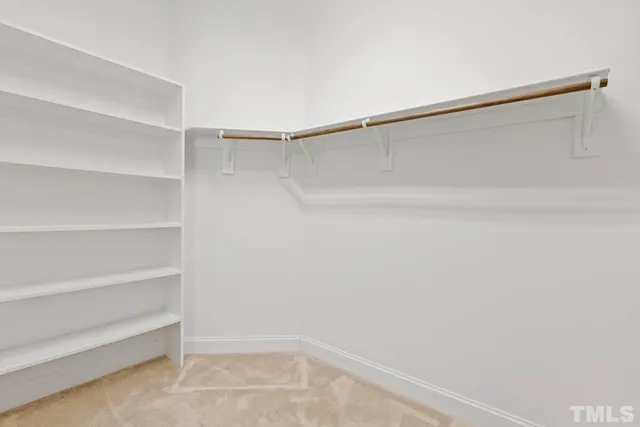 a view of an empty walk in closet
