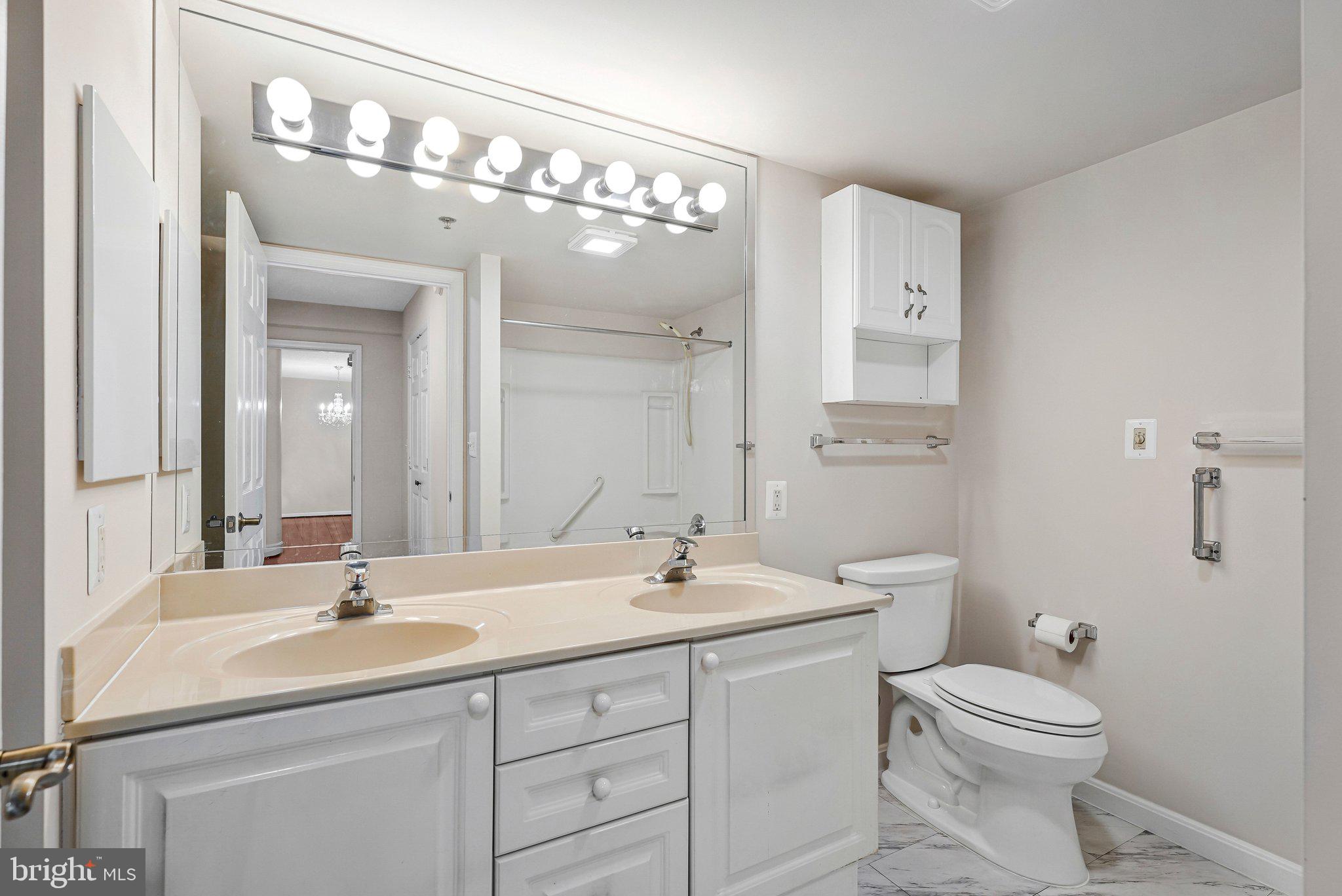 19385 Cypress Ridge Terrace, Unit 815 Leesburg, VA 20176 - Photo 17 of 35 a bathroom with a sink a toilet and mirror