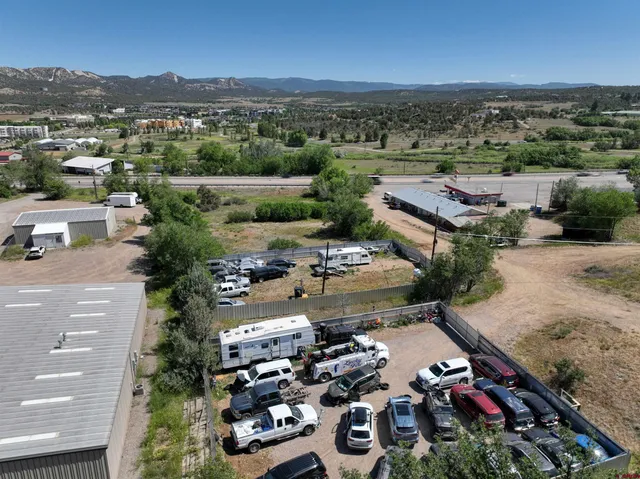 an aerial view of a terrace with outdoor seating