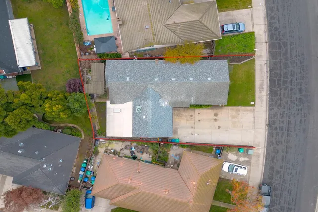 an aerial view of a house