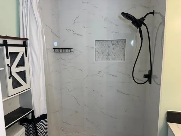 a bathroom with a shower