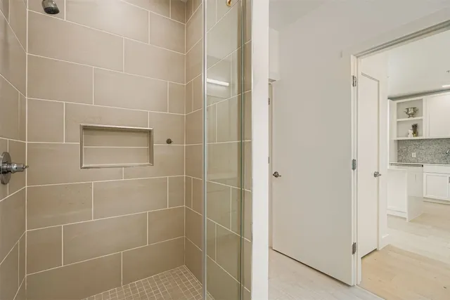 a bathroom with a shower