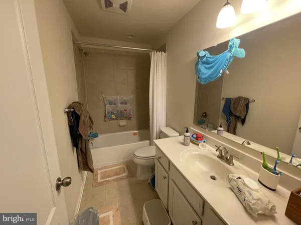 a bathroom with a tub sink toilet and a mirror