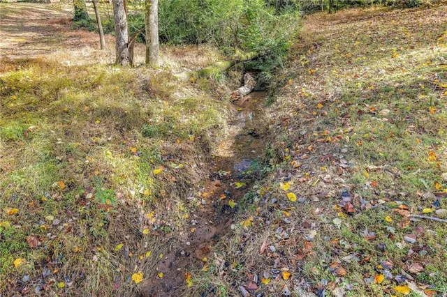 a view of a city with lush green forest